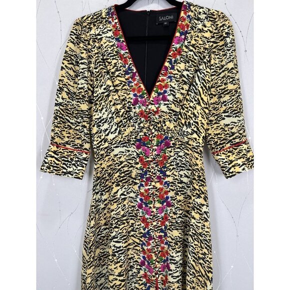 SALONI Tiger Print Silk Midi Dress $695 - Picture 7 of 15